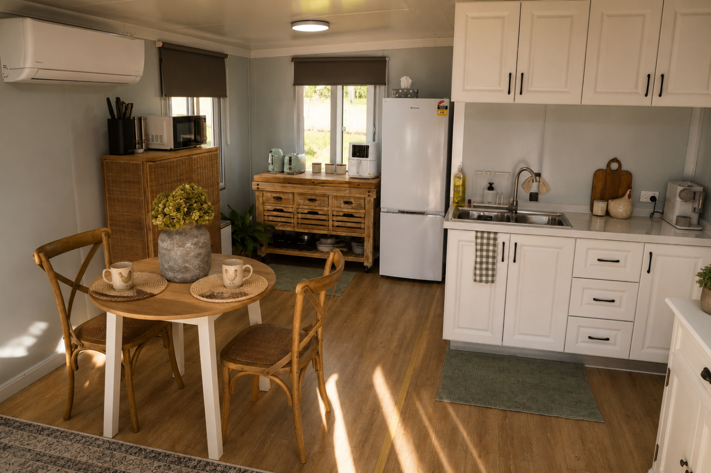Self-contained kitchenette at Mountain View Cottage